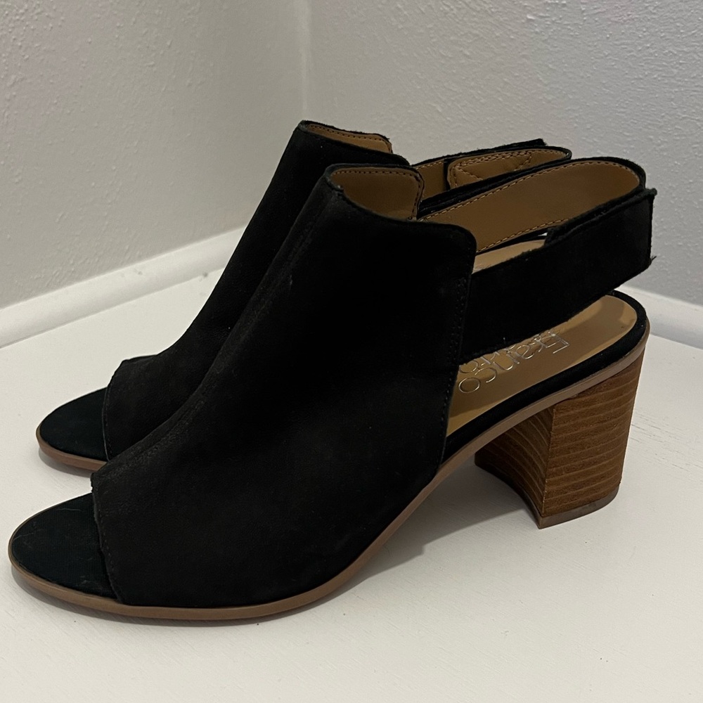Franco Sarto: Helix Suede Open Toe Mule Sandals